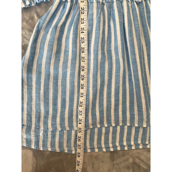 Rails Crystal Dress Lake Stripe L Nautical Casual Beachy Gauze Linen Resort - Picture 12 of 14